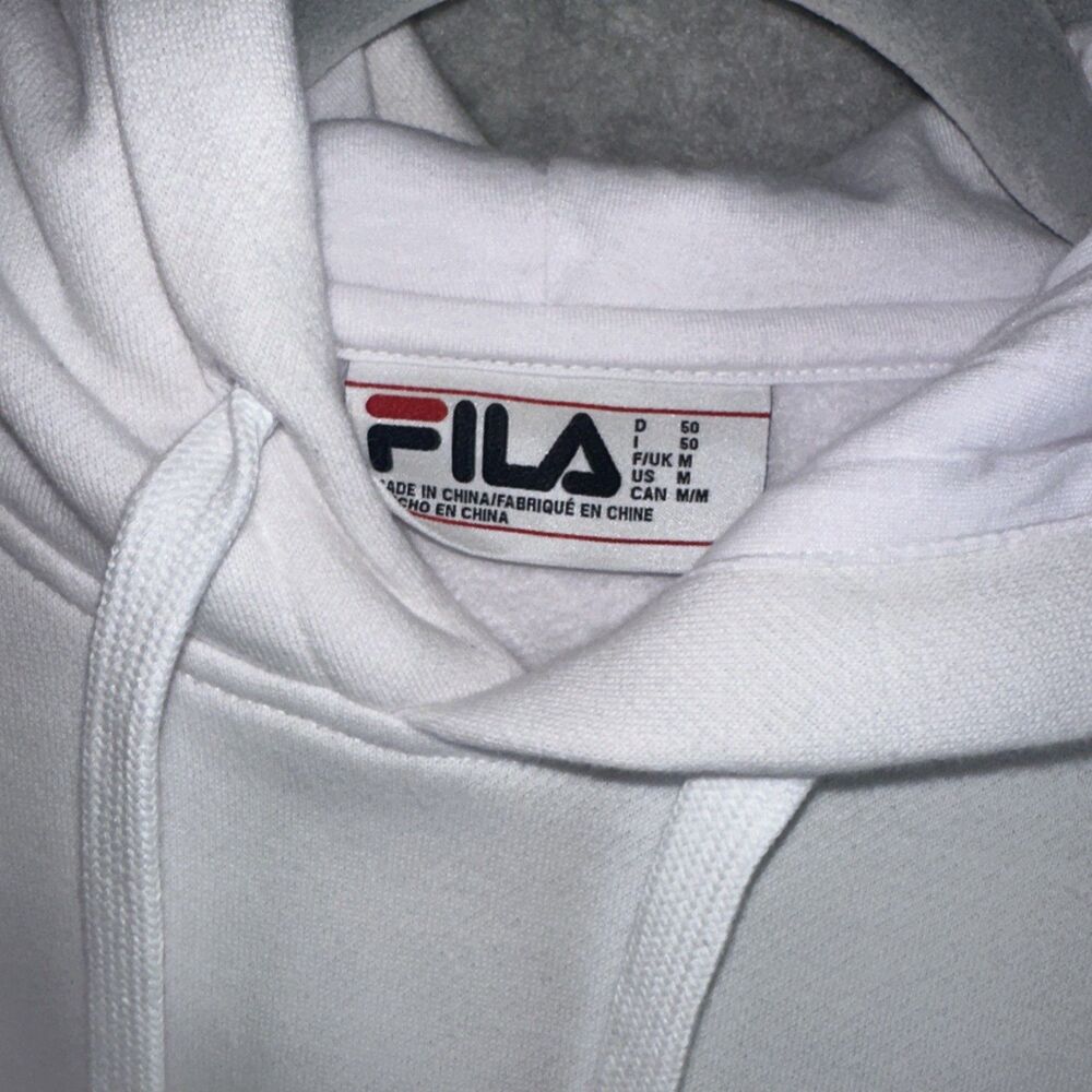 FILA Unisex Hoodie Sweatshirt M Big Pullover 3 Color White Red and Blue New - Picture 5 of 6